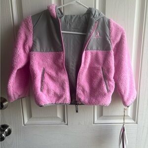 Rugged Bear Pink and Gray Kids Puffer Jacket
